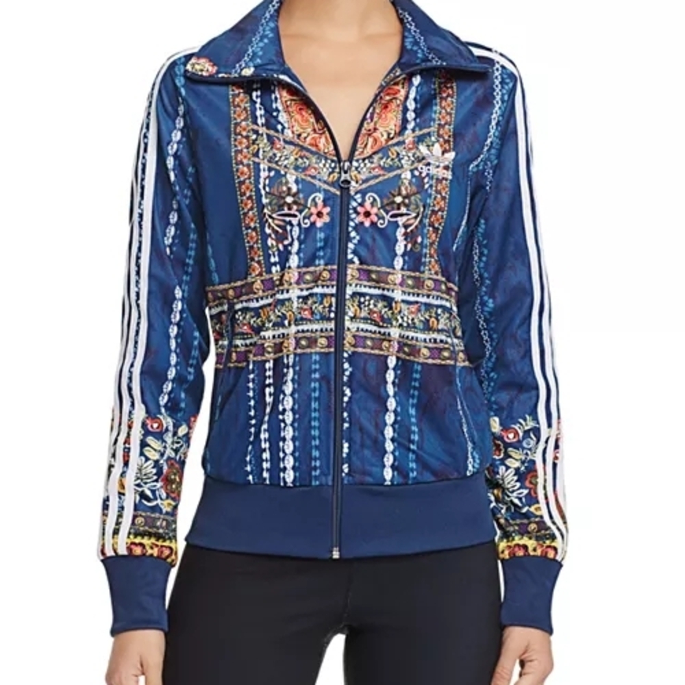 Adidas Women's Blue Floral Track Jacket